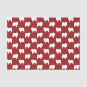 Papier Mousseline Silhouettes de Keeshond Motif Rouge et Blanc