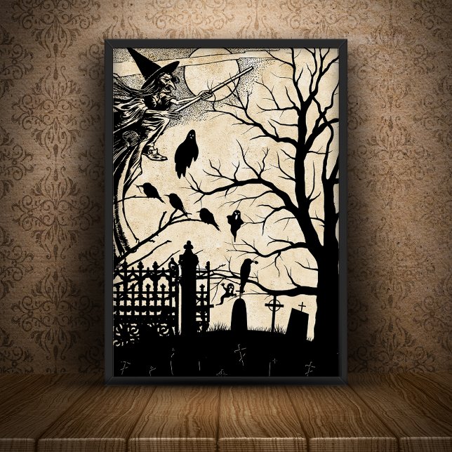 Papier Mousseline Silhouettes sorcières et cimetières éffrayantes (Créateur téléchargé)
