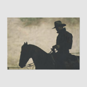 Papier Mousseline Silohuette Cowboy vintage avec Arrière - plan Stor