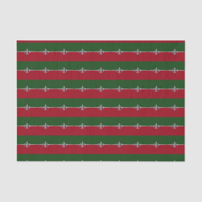 Papier Mousseline Silver Fleur de Lis Christmas (Recto)