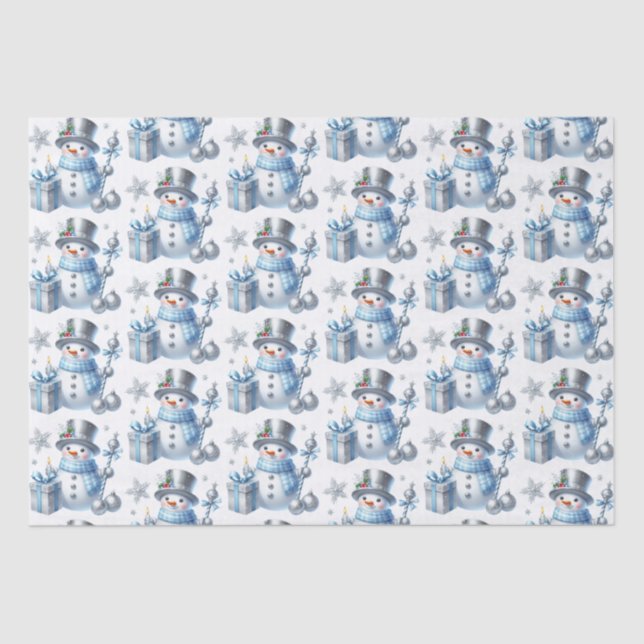 Papier Mousseline Silver Snowmen (Recto)