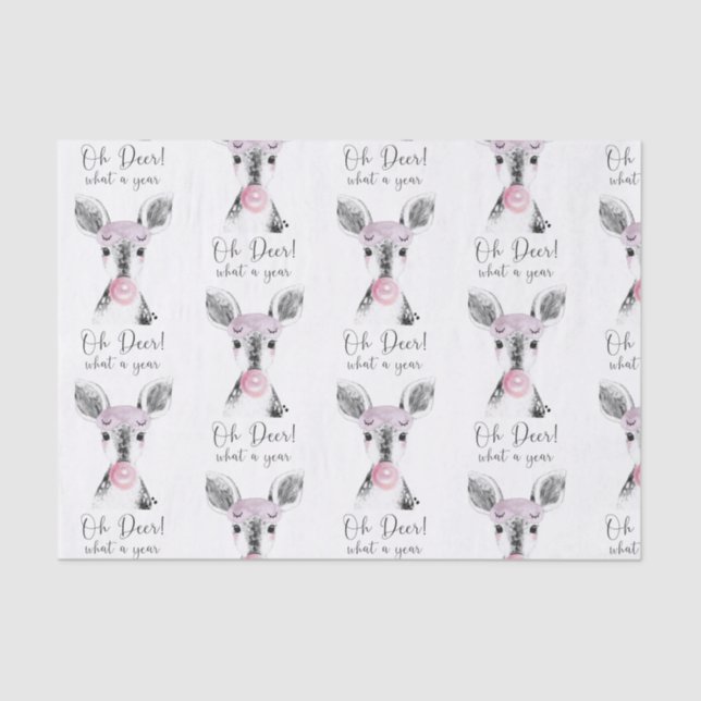 Papier Mousseline Simple Black & White Oh Deer Quel Devis An (Recto)