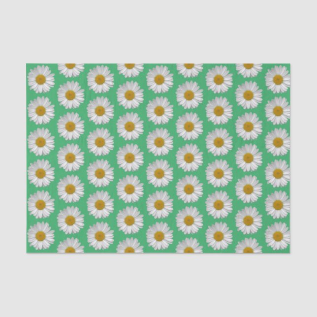 Papier Mousseline Simple blanc Motif Fleur Fleur Vert (Recto)