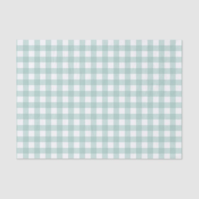 Papier Mousseline Simple Classic Sage Green En vichy Check Motif (Recto)