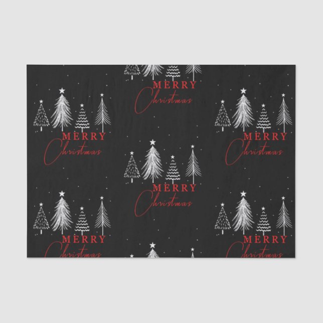 Papier Mousseline Simple Elegant Christmas Pine Tree | Black (Recto)