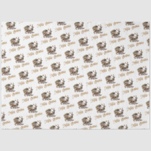Papier Mousseline Simple élégant Reindeer traîneau neutre terre
