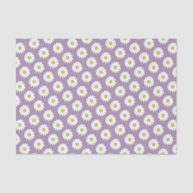 Papier Mousseline Simple marguerite blanche sur Motif violet (Recto)