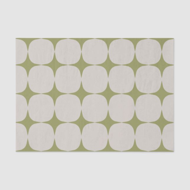 Papier Mousseline Simple Mid-Century Moderne Sage Motif vert (Recto)