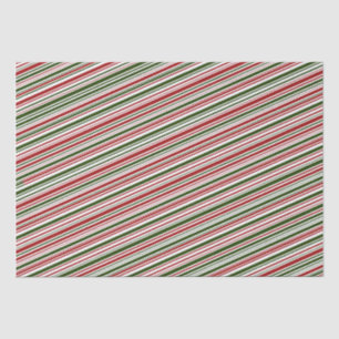 Papier Mousseline Simples rayures rouges et vertes Noël