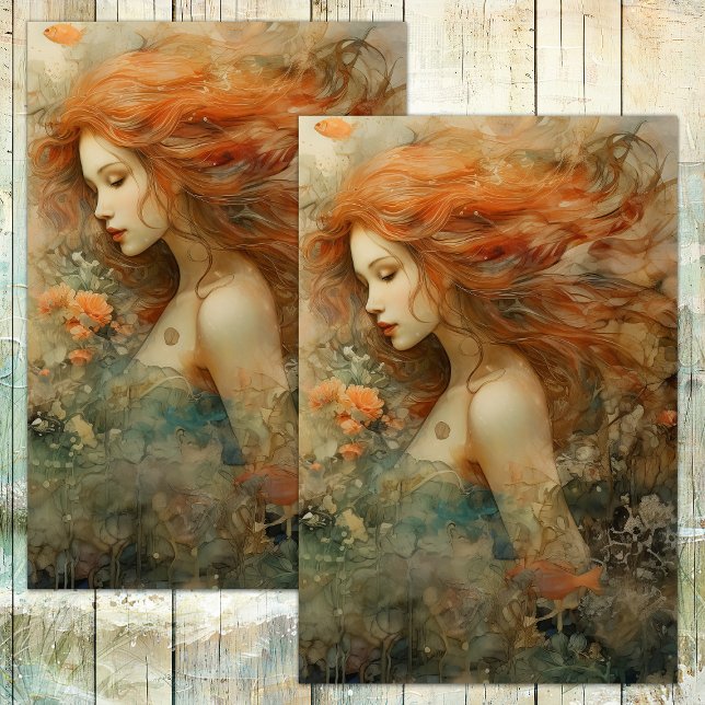 PAPIER MOUSSELINE SIREN OF THE SEA MERMAID DECOUPAGE (SIREN OF THE SEA MERMAID DECOUPAGE TISSUE PAPER)