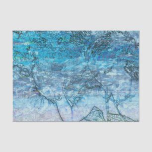 Papier Mousseline Sirène bleu marine vagues océan découpage