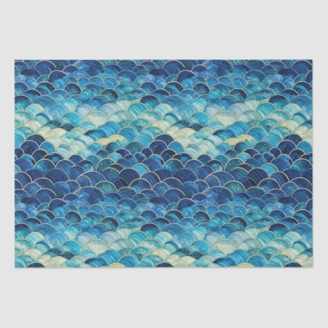Papier Mousseline Sirène bleu océan (Recto)
