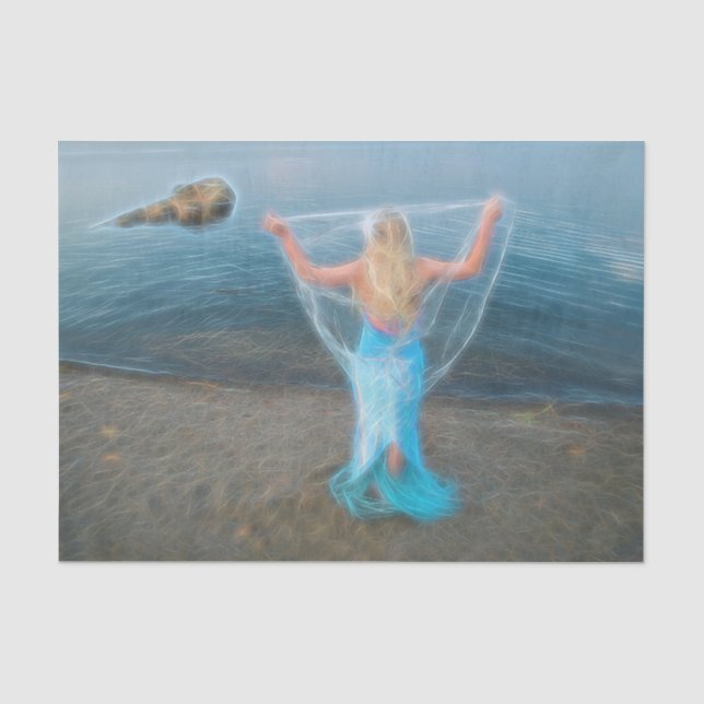 Papier Mousseline Sirène Du Imaginaire Nautique Bleu De La Mer (Recto)