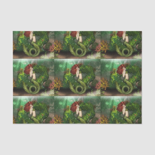 Papier Mousseline Sirène d'une chevelure rouge (Recto)