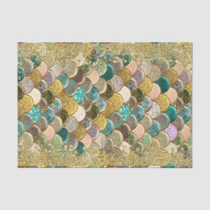 Papier Mousseline Sirène Glam Océan Écailles de Mer Glamour Paillett
