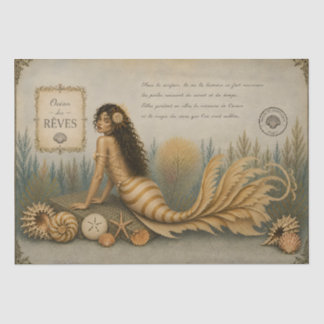 Papier Mousseline Sirène Nautilus Découpage Vintage Côte de la Mer