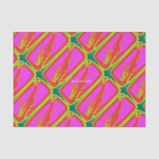 Papier Mousseline sirène rouge nageant rose plongée (Recto)