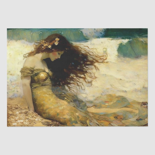 Papier Mousseline Sirène sur les sables d'or (Recto)