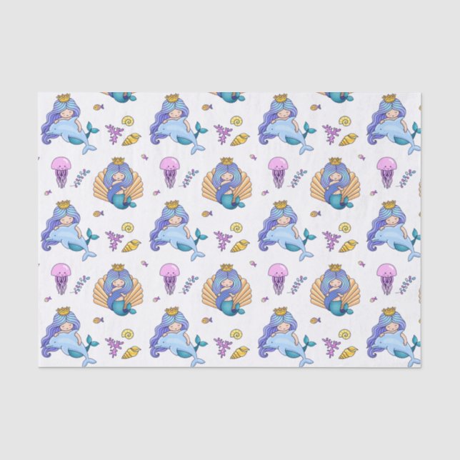 Papier Mousseline Sirènes Et Méduses (Recto)