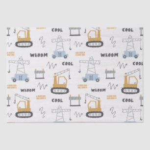 Papier Mousseline Site de construction mignon Briques Grue Digger En