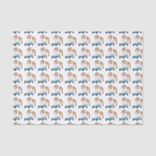 Papier Mousseline Skateboard Bulldog mignon Motif