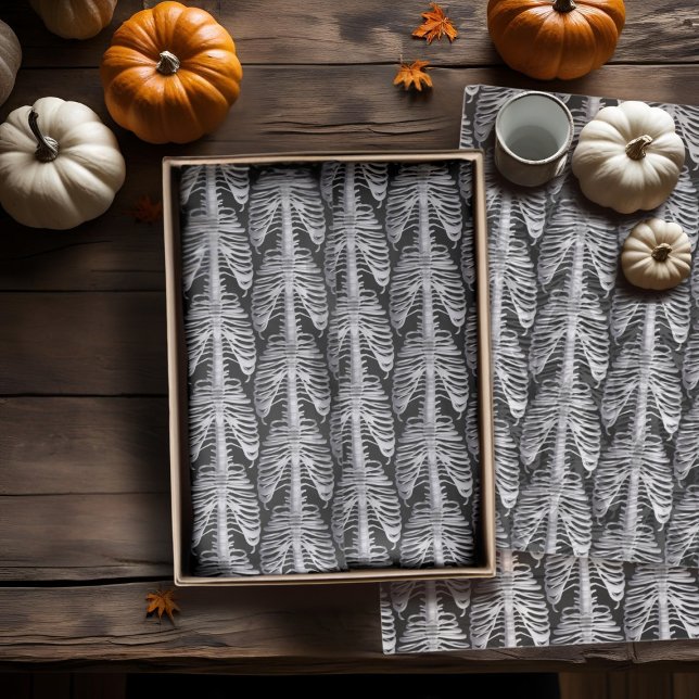 Papier Mousseline Skeleton Cage Motif Halloween Tissu Papier (Spooky skeleton rib pattern tissue paper)
