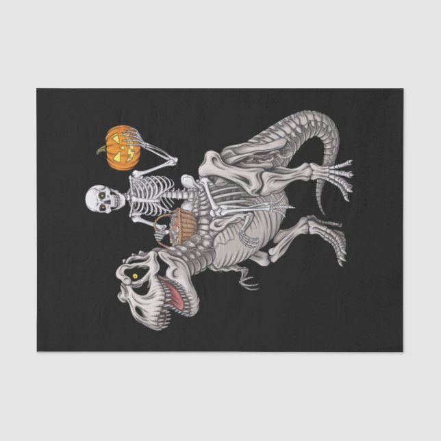 Papier Mousseline Skeleton équitation maman Dinosaur T rex Halloween (Recto)