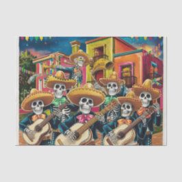 Papier Mousseline Skeleton Mariachi Band Día de Los muertos