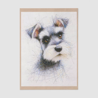 Papier Mousseline  Sketch Style Cute Schnauzer Dog EW4R Decoupage