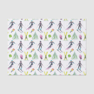 Papier Mousseline Ski aquarelle