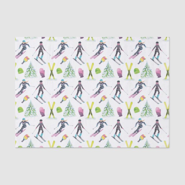 Papier Mousseline Ski aquarelle (Recto)