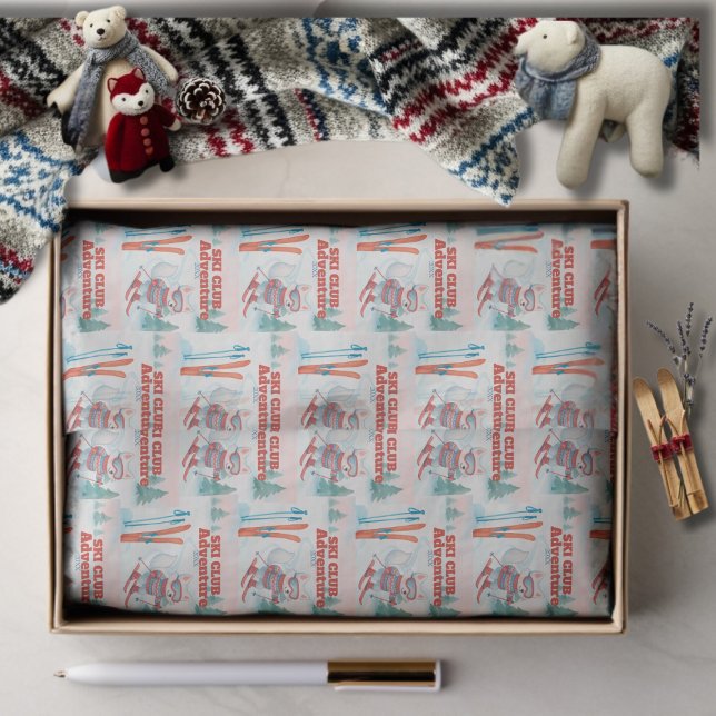 Papier Mousseline Ski Club Après Bébé  Arctic Fox (Ski Club Après Bébé Arctic Fox Tissue Paper)