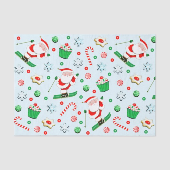 Papier Mousseline Ski de neige Noël Papier Tissu (Recto)