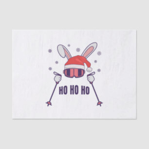 Papier Mousseline Ski Père Noël Rabbit avec Santa Hat et bâtons de s