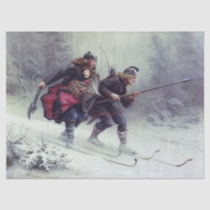Papier Mousseline Ski Pieds d'oiseau Traverser la montagne