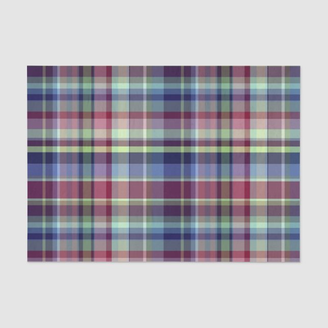Papier Mousseline Sky Blue Navy Bourgogne Pistach Preppy Madras Plai (Recto)