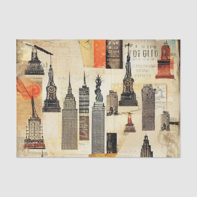 Papier Mousseline Skyscrapers - Papier de papier de découpage Citysc (Recto)