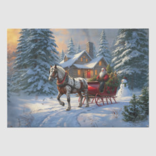 Papier Mousseline Sleigh Père Noël à cheval de Noël