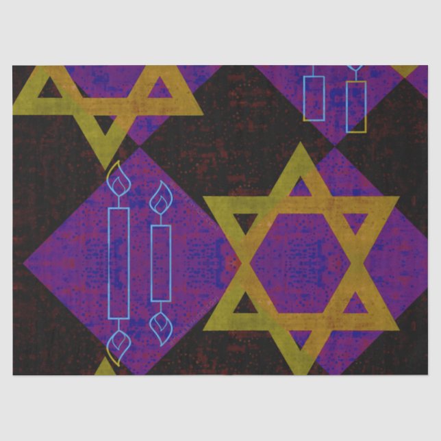 Papier Mousseline SlipperyJoe's Happy Hanoukka Star de David menorah (Recto)