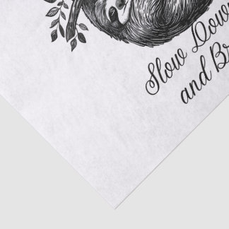 Papier Mousseline Slow Down and Breathe – Cute Sloth Mindfulness Des