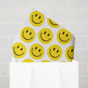 Papier Mousseline Smile Face Jaune Noir Blanc Joyeux Se Bien