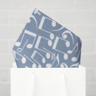 Papier Mousseline Smokey Blue w Dancing Music Notes