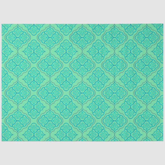 Papier Mousseline Smooth Arabesque - Motif géométrique Seafoam (Recto)