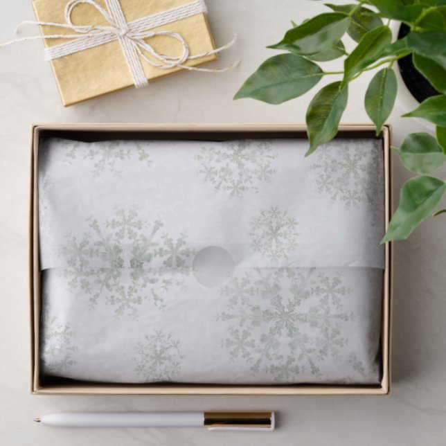 Papier Mousseline Snow Flakes White (Cadeau)