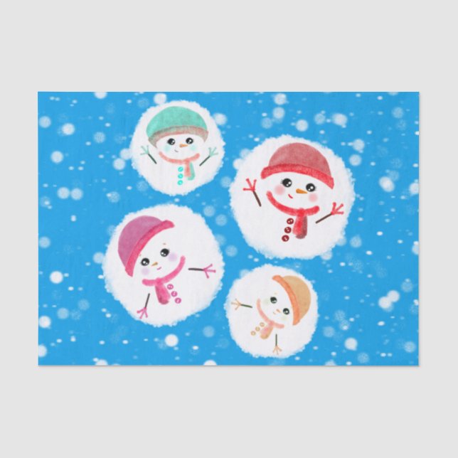 Papier Mousseline Snowball et Snowman Blue (Recto)