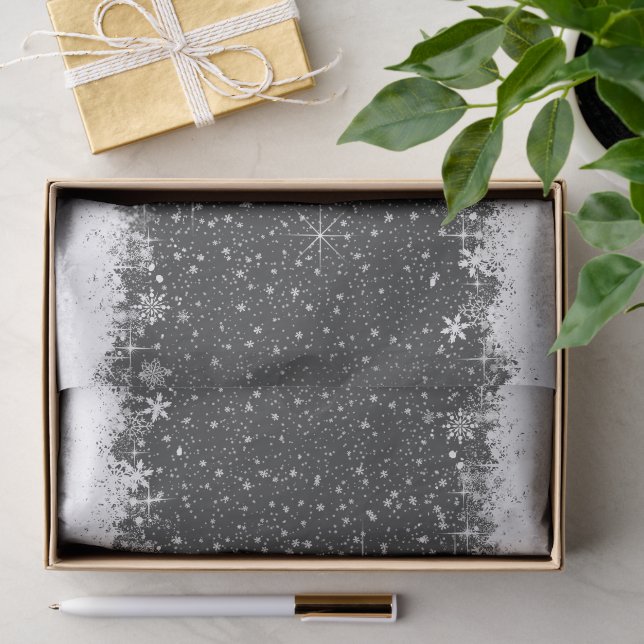Papier Mousseline Snowfall and Snow Borders Christmas ID728 (Cadeau)