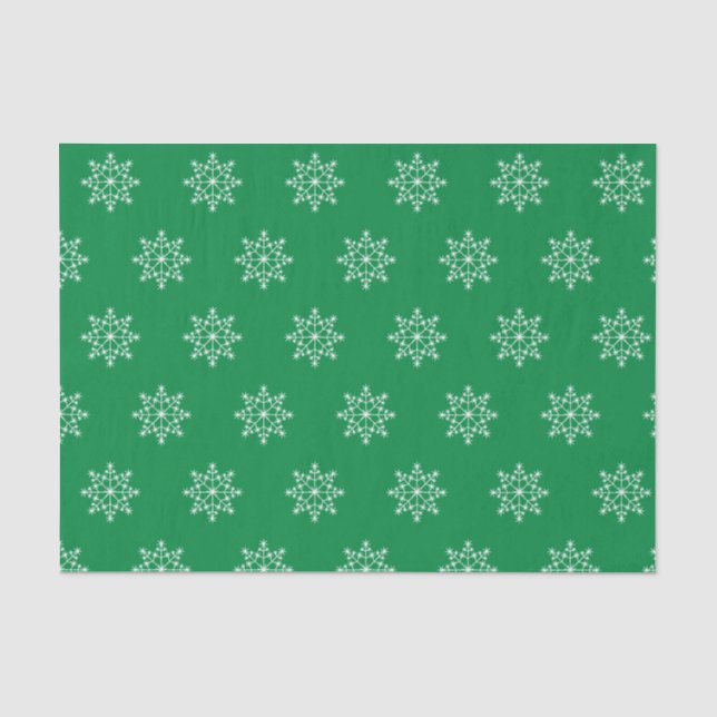 Papier Mousseline Snowflake Motif de vacances Noël Vert (Recto)
