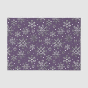 Papier Mousseline Snowflakes argenté violet Motif