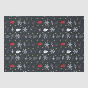 Papier Mousseline Snowflakes et Feuilles de Noël avec dos noir