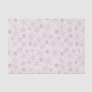 Papier Mousseline Snowflakes Motif Pink and Silver Winter Holiday